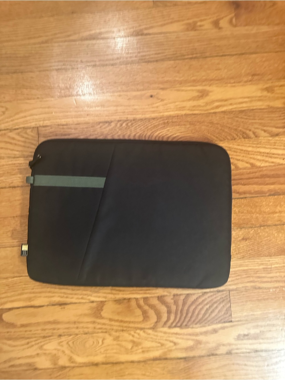 Black Laptop Sleeve with Green Accent - Protective Carry Case